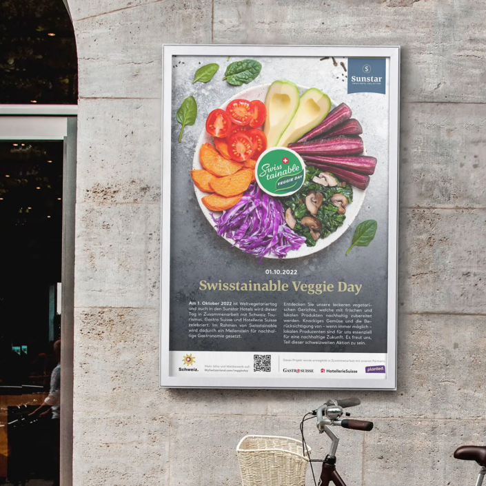 Plakat für Hotelaktion zum Swisstainable Veggie Day